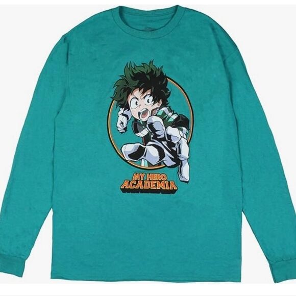 My Hero Academia Teal Crewneck Graphic Long Sleeve Tee - Picture 4 of 16